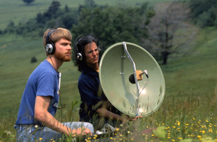 Mary Katz recording with Greg Budney at the 1987 Sound Recording Course